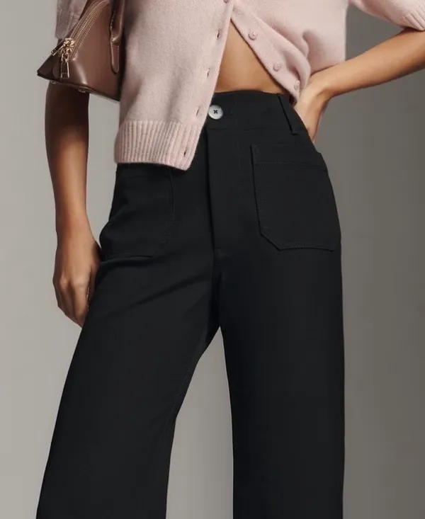 Anthropologie Maeve The Colette Stretch Twill Crop Wide-Leg Pants, Size 26 - Image 4