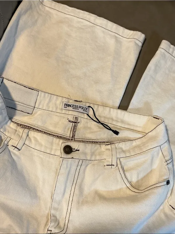 Princess Polly Off-White Straight Leg Jeans - Image 2