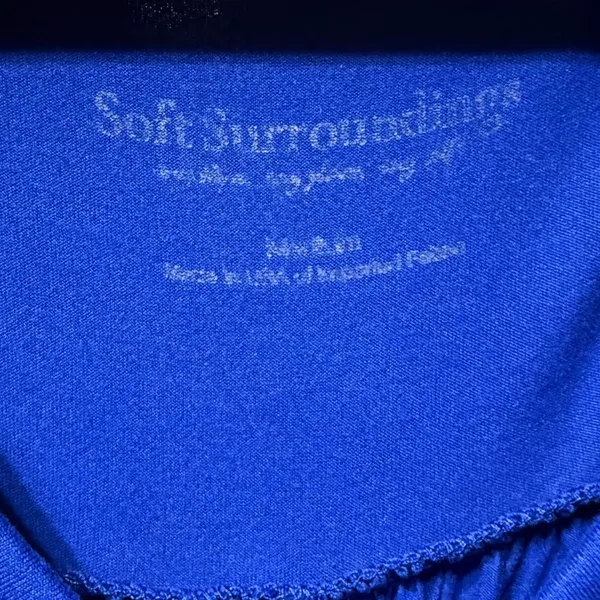 Soft Surroundings Royal Blue‎ V-Neck Midi T-Shirt Dress Short Sleeve Med Drapey - Image 3