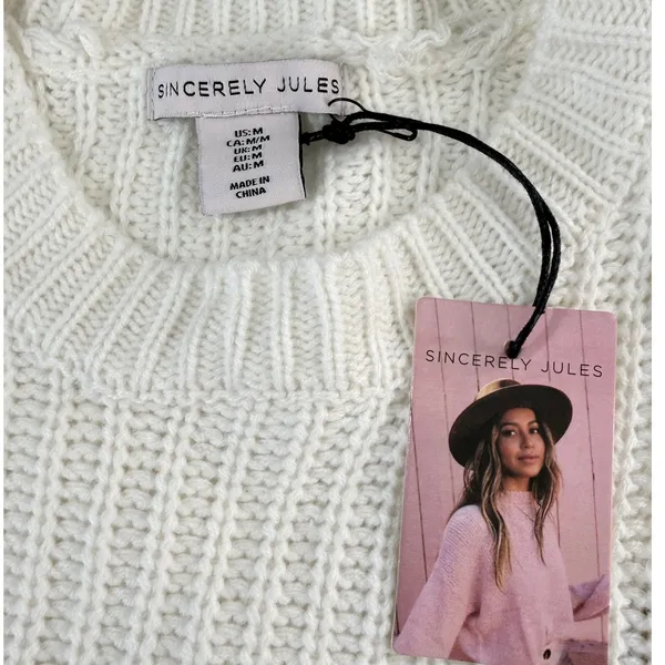 Sincerely Jules Colorblock Chunky Knit Sweater Oversized Drop‎ Shoulder Med NWT - Image 3