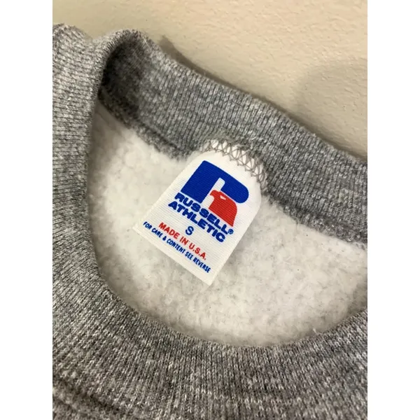 Vintage Russell Athletic Womens Small Sweatshirt Husky Dog‎ Gray 90s USA Hearts - Image 3