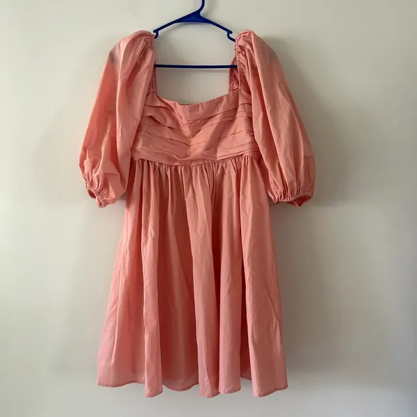 Abercrombie & Fitch Poplin Pink Puff Sleeve Dress Size M - Image 2