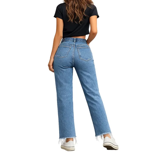 Abercrombie & Fitch Curve Love High Rise 90s Relaxed Jeans 24 Short Frayed Hem - Image 2