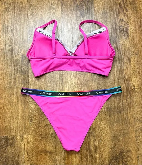 Calvin Klein Pink Branded Strappy Bikini Set Sz L/XL - Image 4