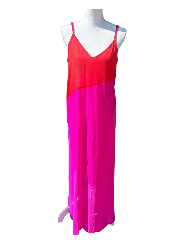 Lulus Seaside Retreat Color Blocking Side Slit Sheer Maxi Beach Cover Size Small - Image 3