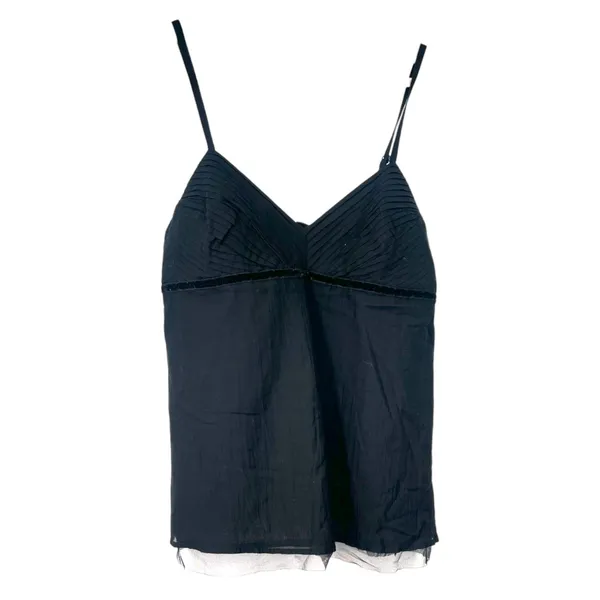 NWT GAP | S | Deep V-Neck Pleated Cami Tank Top Sheer Tulle Accent Sleeveless - Image 2