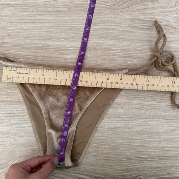 Frankies Bikinis Medium Suki Crushed Velvet Set Tan Beige Swim Minimal Cheeky - Image 9