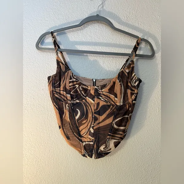 White Fox Boutique Edge of Reason Bustier Brown Swirl - Image 2