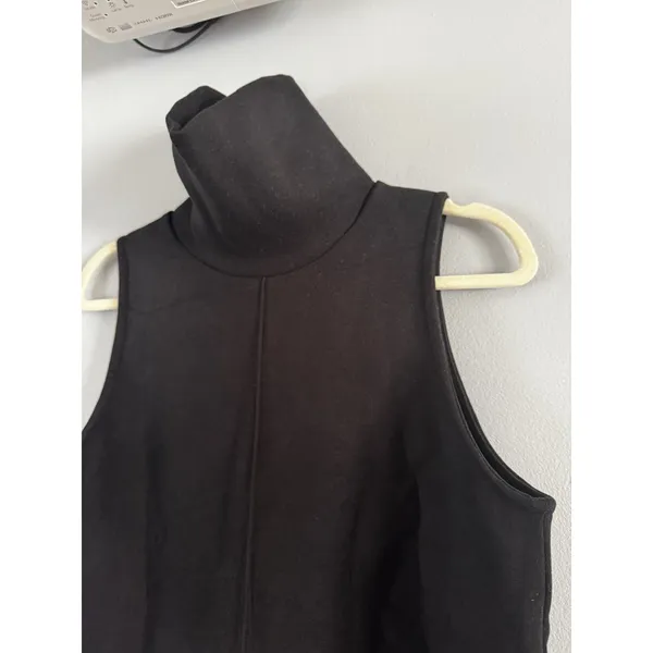 NWT OGL Turtleneck Split Hem Top Black FuzzLuxe Scuba Fabric Size Medium - Image 4