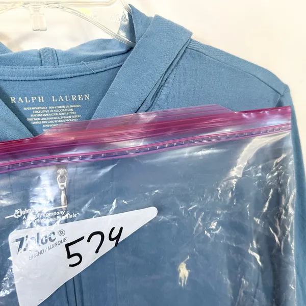 Ralph Lauren Medium Jacket Blue Full‎ Zip Cotton Hoodie Preppy Y2K Athletic 574 - Image 6