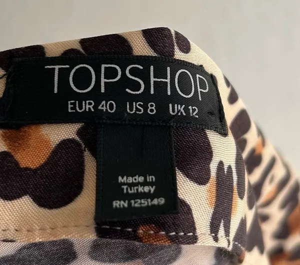 Topshop Leopard Print Mini Slip Dress Sz 8 - Image 6