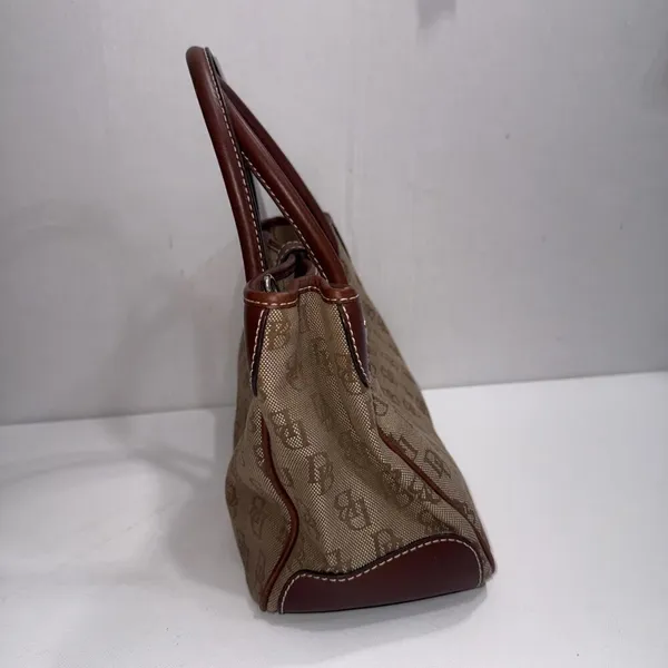 Vintage Dooney & Bourke Y2K Old Money Classic Leather Canvas Satchel Bag‎ Purse - Image 4