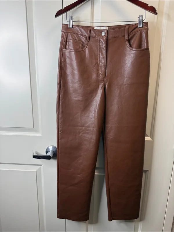 Aritzia Wilfred The Melina Pant Vegan Leather Brown 8 - Image 2