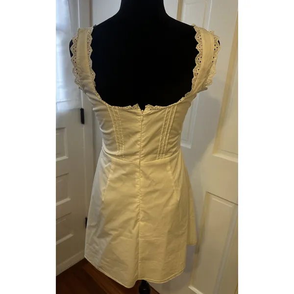 White Babydoll Corset Dress Eyelet Trim Sz.Medium Renaissance Fairy Coquette NEW - Image 2