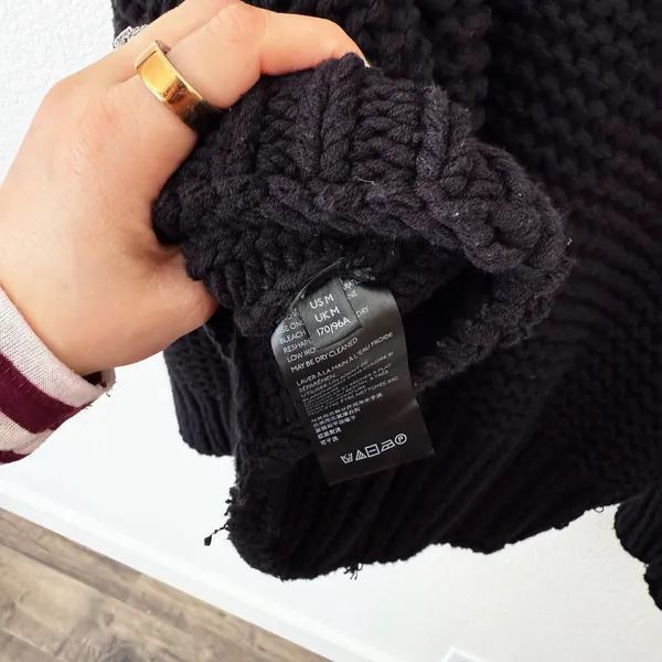 [Free People] Black‎ My Only Sunshine Chunky Knit Mock Neck Sweater Sz Medium M - Image 10