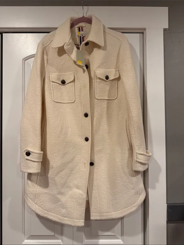 Boden‎ texture wool over shirt Button-Front Wool-Blend Coat 10 nwt - Image 2