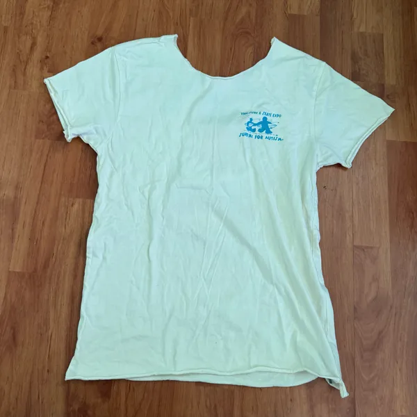 Surfers For Autism Cutoff Graphic Tee White Size XS - Image 2