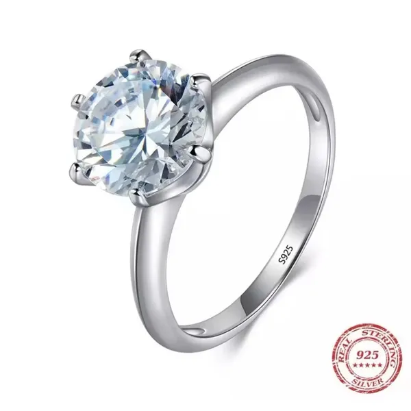Boutique 2Ct Solitaire Platinum S925 Simulated Diamond Engagement Wedding Ring, Size‎ 6 - Image 3