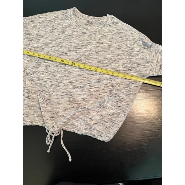 Aerie Womens Gray Marled Space Dye Cinch Hem Pullover Sweater Large‎ L Slouchy - Image 4