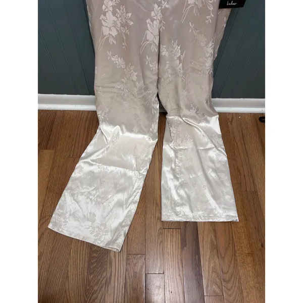 Lulus Satin Floral Wide Leg Jumpsuit Formal Evening Party size‎ small - Image 5
