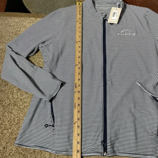 Peter Millar Workday Full Zip Jacket Womens XL Navy White Stripe UPF 50 Sport - Image 2