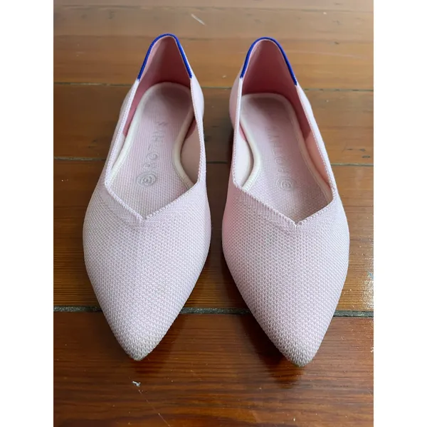 Rothy's The Point Flats Womens 6.5 Blush Pink Blue Knit Pointed Toe - Image 4