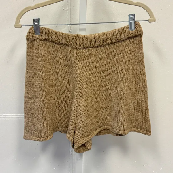 Cozy Casual Knit 2 Piece Lounge Set Camel Brown Sweater and Shorts SU1486V Large - Image 6