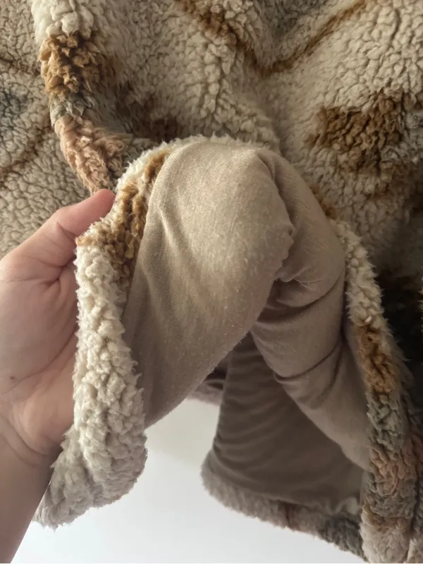 Thread & Supply Geometric Brown and White Aztec Sherpa Quarter Zip - Image 4