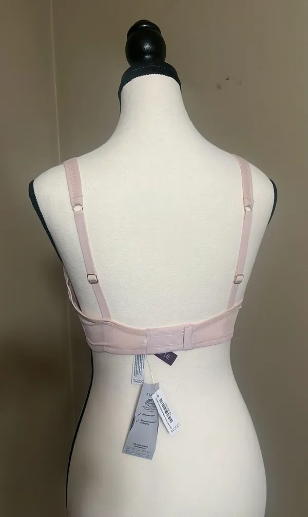 Adore Me Bra Sz 34DDD Beige Padded Underwire Feminine Sheer Strap Detail - Image 2