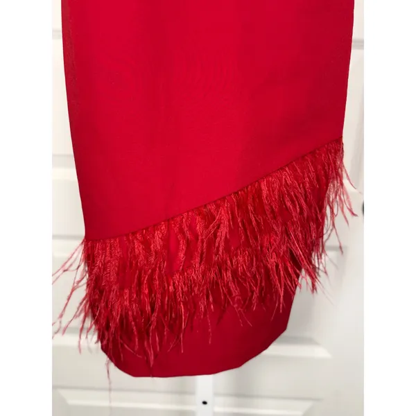 Sam Edelman Red Feather Hem Sheath Dress NWT Size 0 Dance‎ Prom Party Homecoming - Image 4