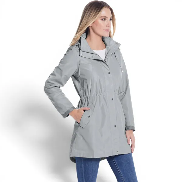 NWT WEATHERPROOF Women's Hooded Rain Coat Anorak-Style Jacket in Grey, 2X - Image 3