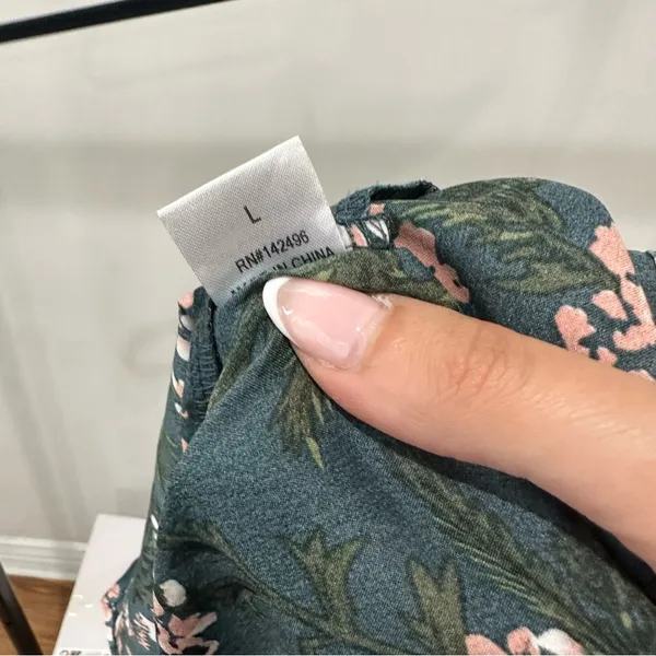 Floral Green Slip Dress Size L - Image 3
