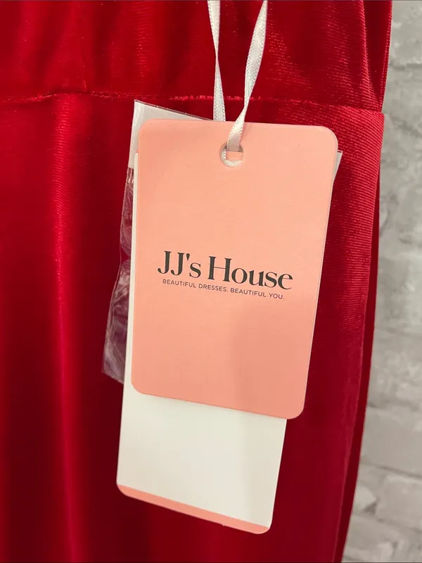JJ's House Tazahara Red Off the Shoulder Strapless Velvet Maxi Dress - Image 6