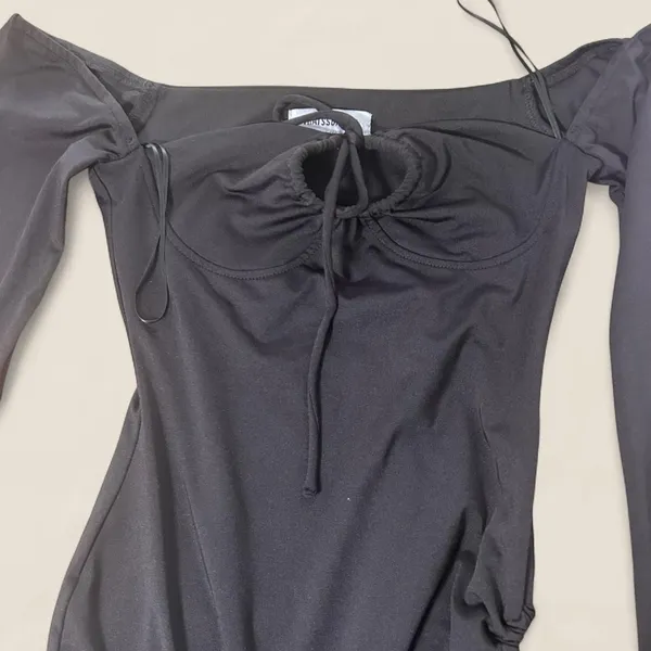 thatssofetch noor black mini dress size 2 cut out tie dark coquette whimsy goth - Image 6