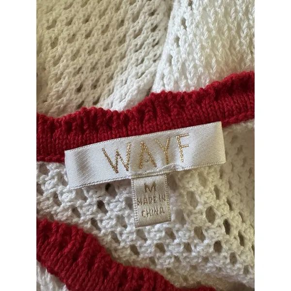 NWOT WAYF Cherry Applique Crochet Knit Maxi Dress Ivory Red Size Medium - Image 6