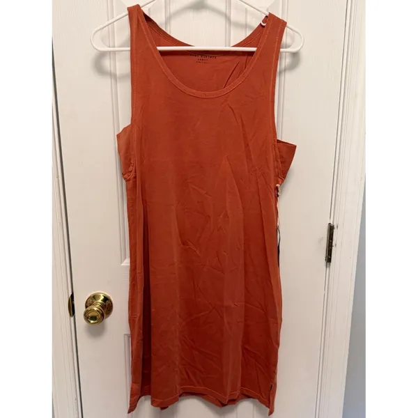 NWT Earthy Rust Orange Boho Fall Cotton Dress Sleeveless Small Knot Sisters - Image 2