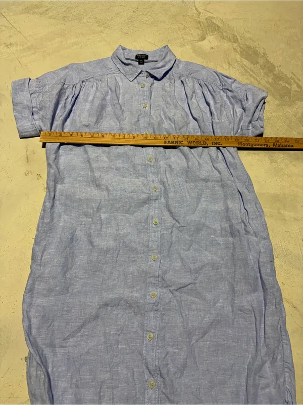 J. Crew Baird Mcnutt Irish Linen Blue Short-Sleeve Button-Front Shirt Dress XS - Image 3