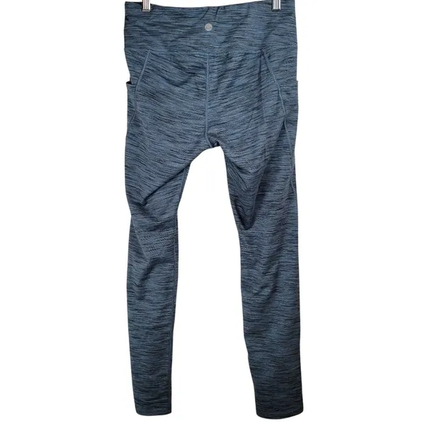 HEATHYOGA Women's Blue Heathered Leggings Pockets Size L Polyester Spandex‎ - Image 2