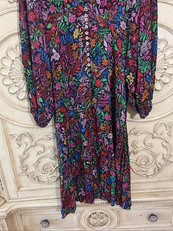 FARM Rio Tropical Garden Midi Dress V-Neck Viscose Size Large Retail $275🌺 - Image 5