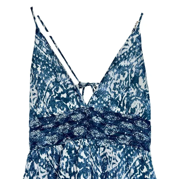 Abercrombie & Fitch Blue White Abstract Tiered Sleeveless Maxi Dress Womens Sz M - Image 6
