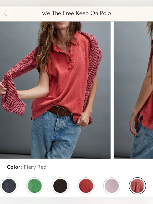 NWT Free People We The Free Keep On Polo - Fiery Red - medium - Image 6