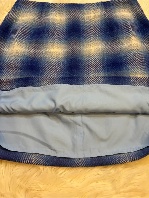 NWT Anthropologie Hutch ‘Nichole’ wool blend lined mini skirt blue plaid M - Image 4