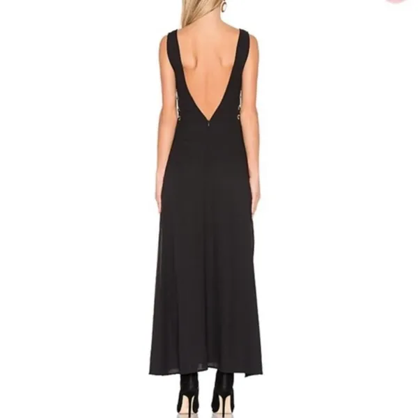 FINDERS KEEPERS Black Amos Dress Size Slits Cut Outs Lace Up‎ Maxi Size Small - Image 3