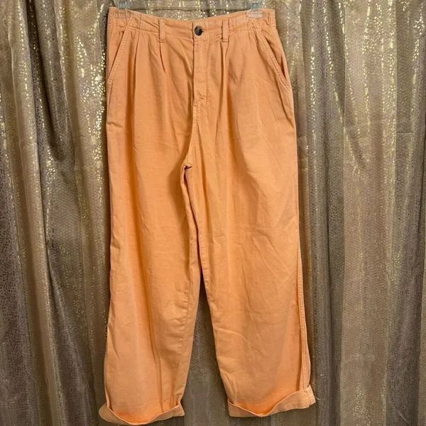 Free People Addy Wide Leg Chino Pants Pastel Light Orange Size 4 NWOT - Image 2