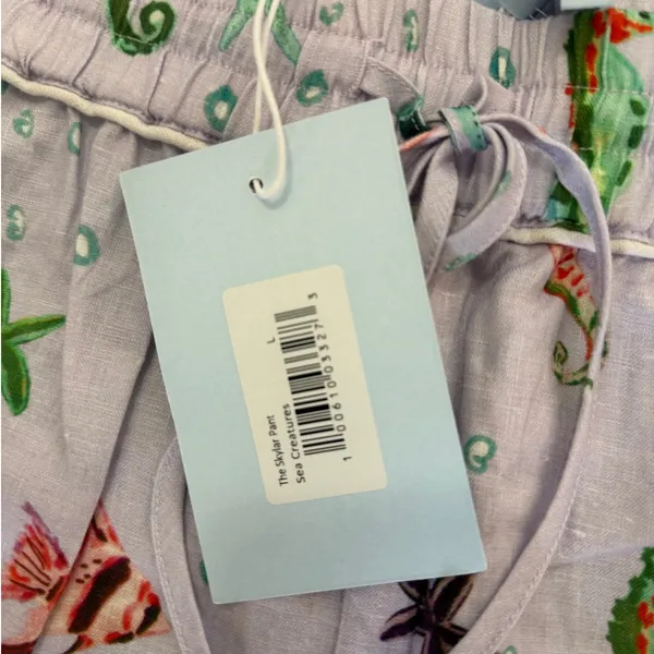 NWT Hill House Sea Creatures Linen Wide Leg Pants Women’s Size L - Image 4