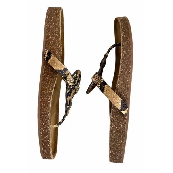 Tory Burch Miller Cloud Stamped Snake Printed Leather/Cork Sandals Women's Sz 11 - Image 7