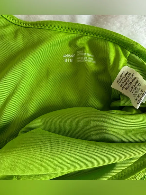 Aerie Scoop Neck Bikini Top Neon Green Size Medium - Image 3