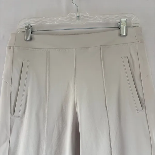 Athleta Womens light Gray Pintuck Straight Leg Zipper Pocket Casual Pants Size M - Image 6