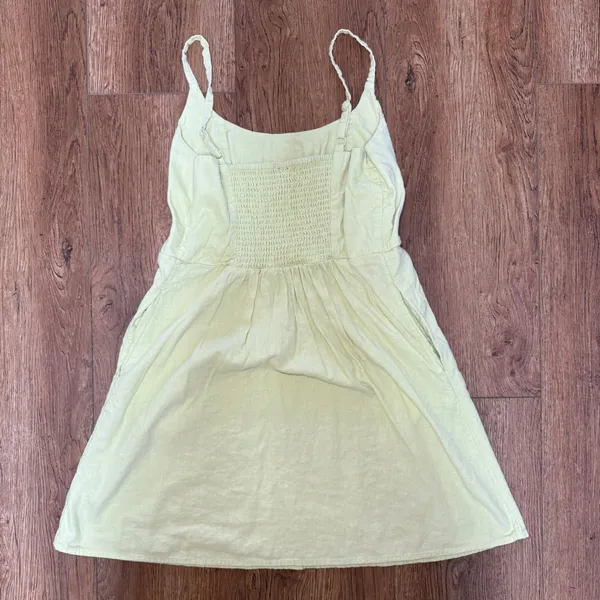 Old Navy Womens‎ Lime Green Linen Blend Smocked Back Mini Dress with Pockets L - Image 6