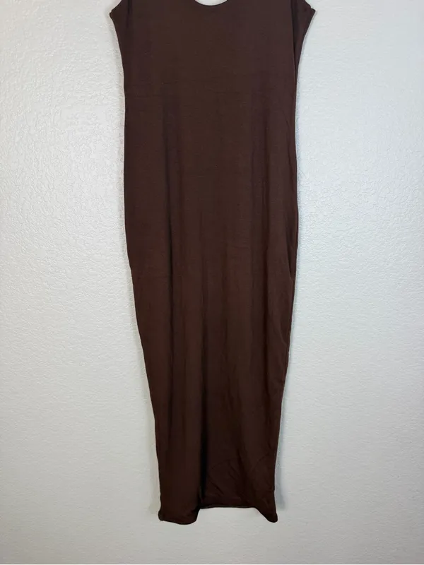 Naked Wardrobe Sculpt Tank Midi Dress in Chocolate Brown size Large NEW $68 - Image 10